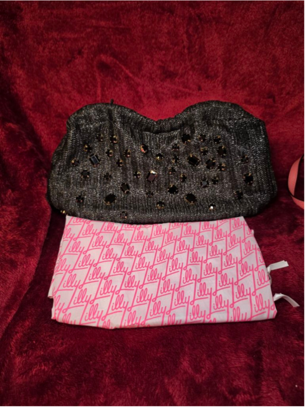 Lilly Pulitzer Black Bejeweled Clutch One Size - Picture 3 of 7